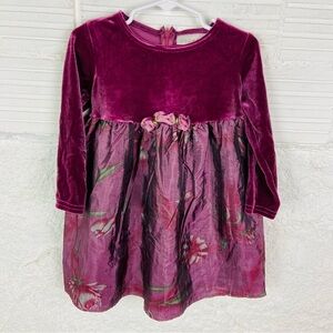 George crushed Velvet floral Kids Dress in Rich Purple and Pink size 3T